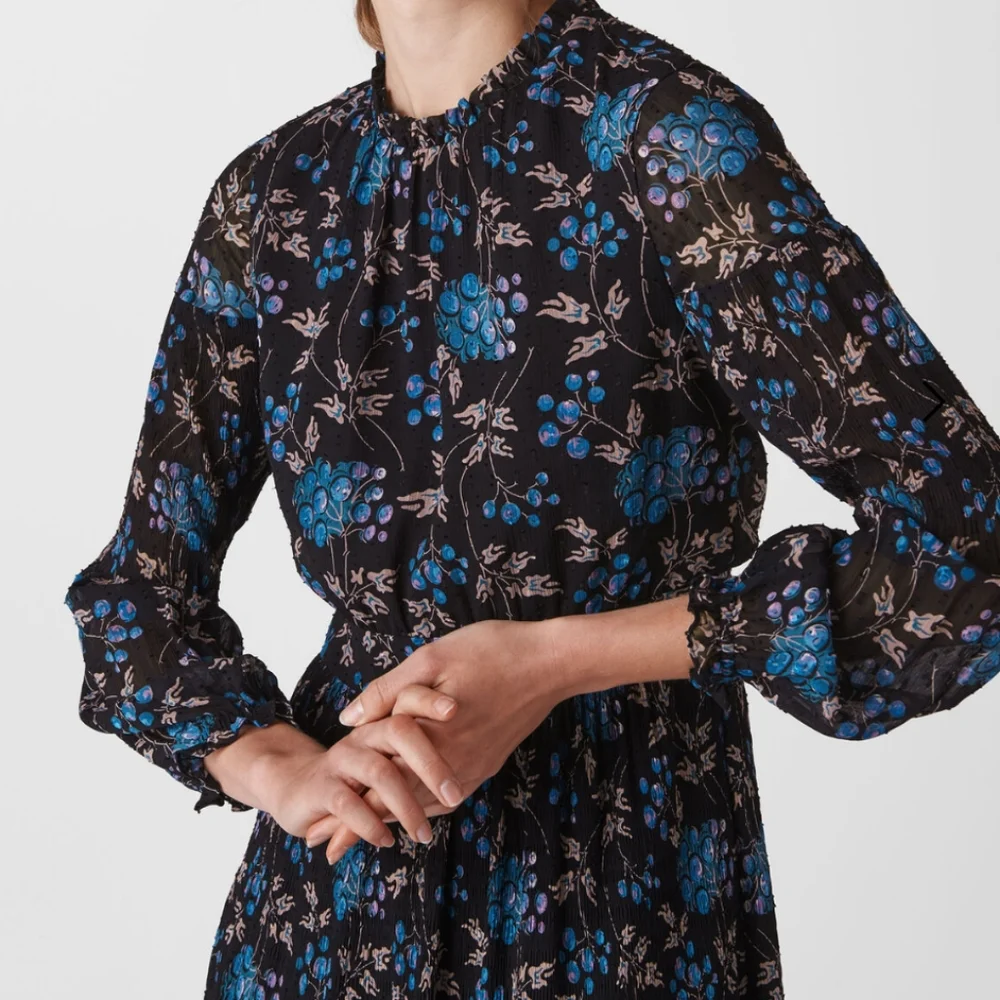 Whistles Elderberry Print Dobby Dress - Picture 3 of 14